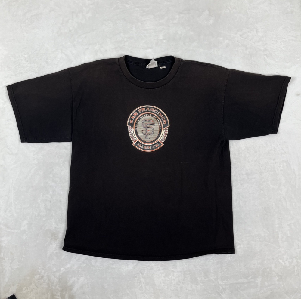 Vintage San Francisco Giants T-Shirt Size L/XL Black Lee Sport Y2K Faded